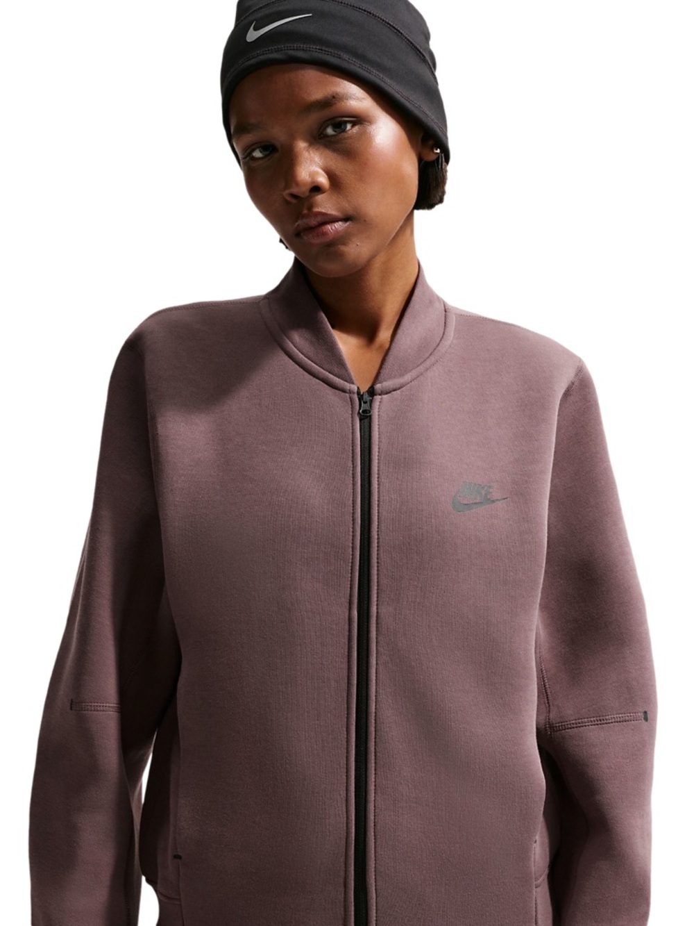 Nike Women's Dusty Mauve Bomber Jacket - Zip Front
